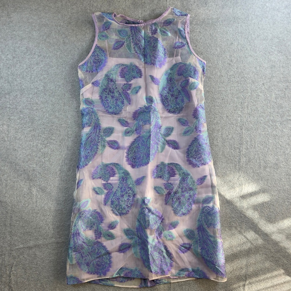 Sara Campbell Shift Dress Womens 6 Lavender Paisley Burnout Organza Sleeveless